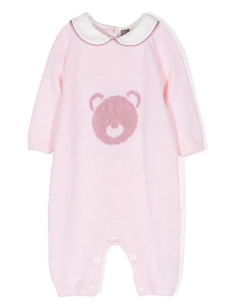  Little Bear Grenouillère En Laine Vierge à Motif Ours - Rose 