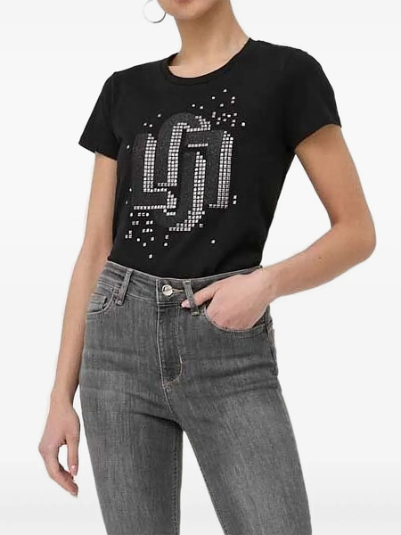  Liu Jo T-shirt à Logo Strassé - Noir 