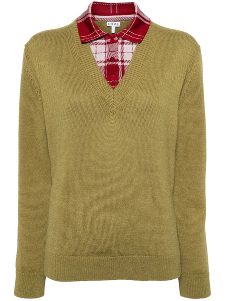  Loewe Pull En Maille à Design Superposé - Vert 