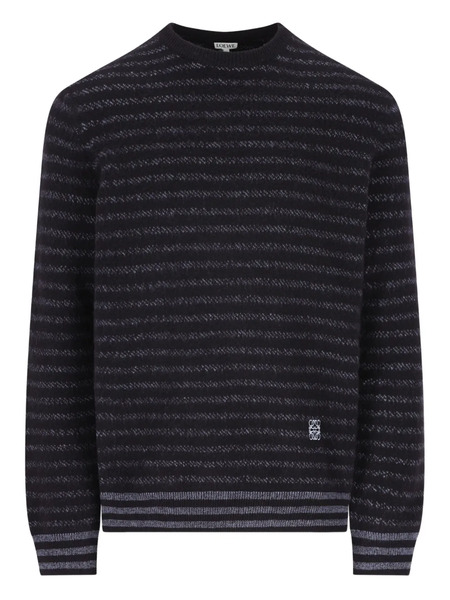  Loewe Pull Rayé à Logo Brodé - Bleu 