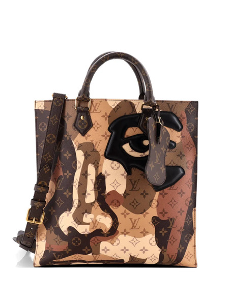  Louis Vuitton Pre-owned X Kid Super Sac Plat Nv Limited Edition Patchwork Printed Camouflage Monogram Canvas Tote Bag - Marron 