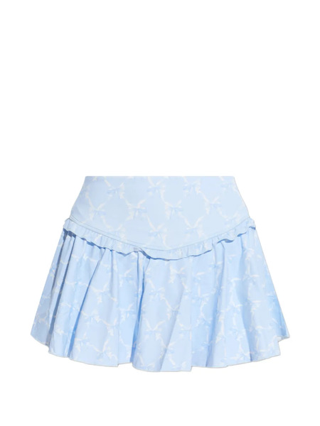  Loveshackfancy Jupe Volantée à Nœud - Bleu 