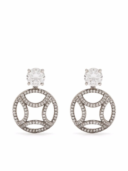  Loyal.e Paris Boucles D'oreilles Pendantes Perpétuel-le En Or Blanc Recyclé 18ct Pavées De Diamants - Argent 