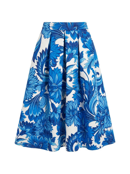  Lunatica Milano Jupe Mi-longue T Florence à Fleurs En Jacquard - Bleu 