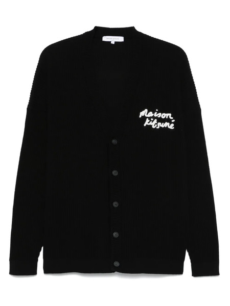  Maison Kitsuné Cardigan Nervuré à Broderies - Noir 
