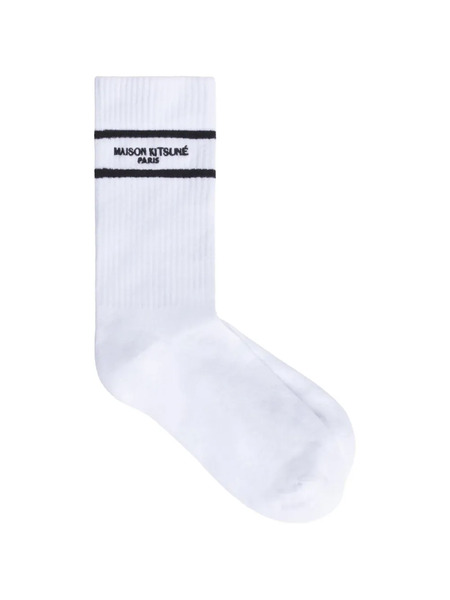  Maison Kitsuné Chaussettes Rayées - Blanc 
