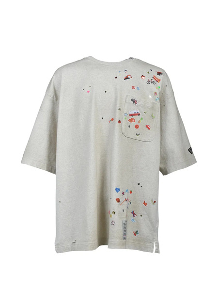  Maison Mihara Yasuhiro T-shirt Kids Stickers à Effet Usé - Tons Neutres 