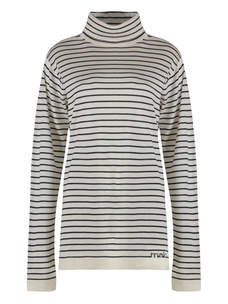  Malo Pull à Rayures - Blanc 