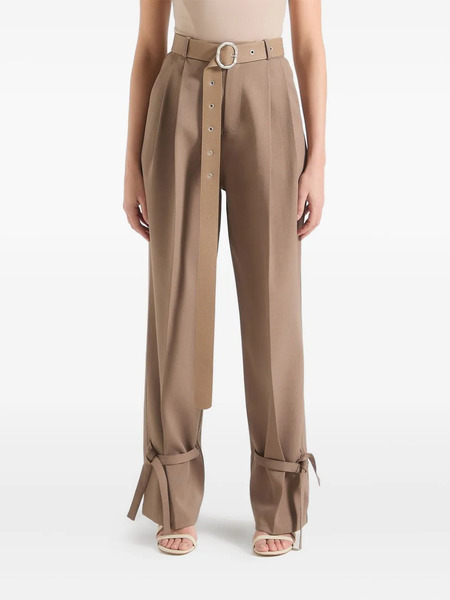  Manière De Voir Pantalon De Tailleur Taupe Suzanne à Ceinture Oversize Et Liens Aux Chevilles - Tons Neutres 