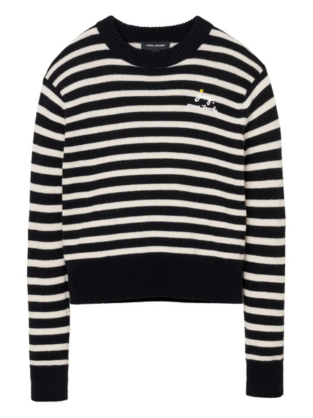  Marc Jacobs Pull Rayé à Fleurs - Noir 