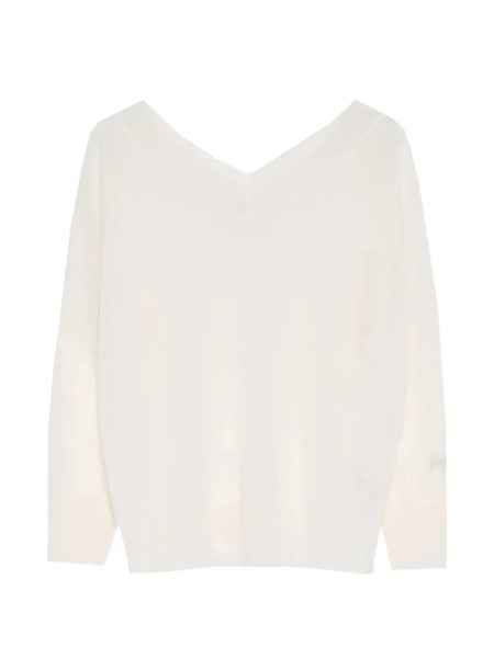 Marella Pull Mlmtubo à Col V - Blanc 