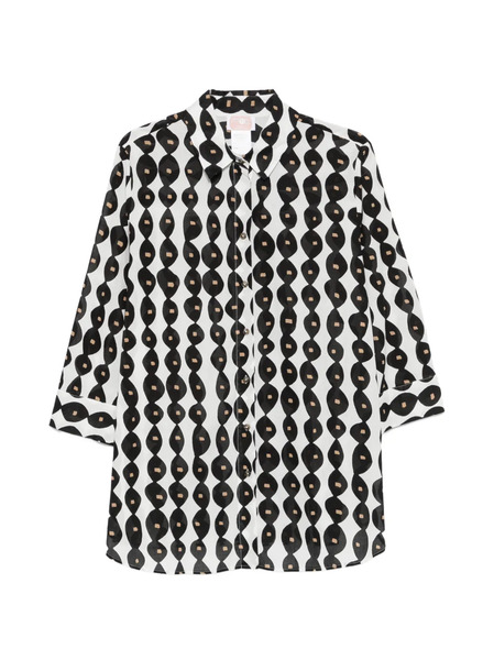  Marina Rinaldi Chemise Nnwgiostra à Motif Géométrique - Blanc 