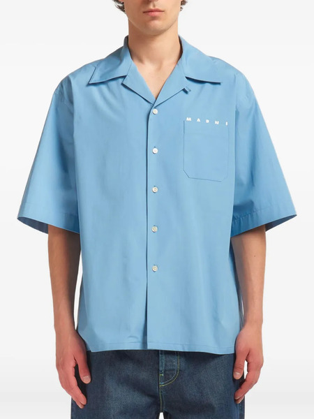  Marni Chemise Ample à Logo Brodé - Bleu 