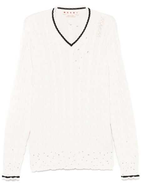  Marni Pull En Maille Torsadée - Blanc 