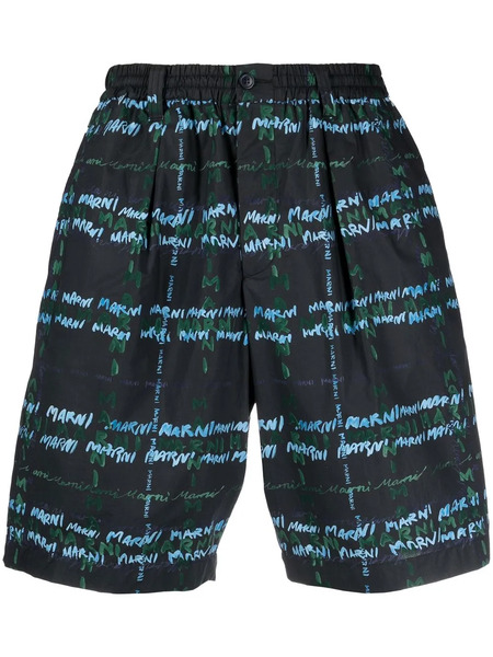  Marni Short Ample à Logo Imprimé - Noir 