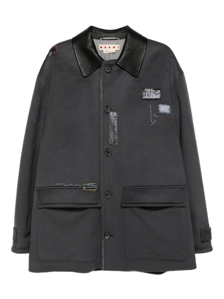  Marni Veste à Col En Cuir - Gris 