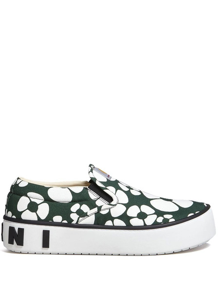  Marni X Carhartt Baskets Sans Lacets à Fleurs - Vert 