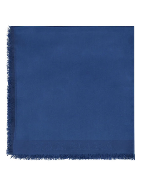  Max Mara Foulard En Soie Wales à Bords Francs - Bleu 