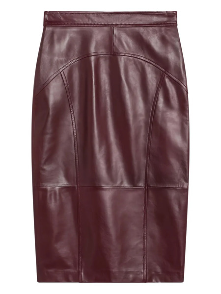  Max Mara Jupe Crayon En Cuir - Rouge 