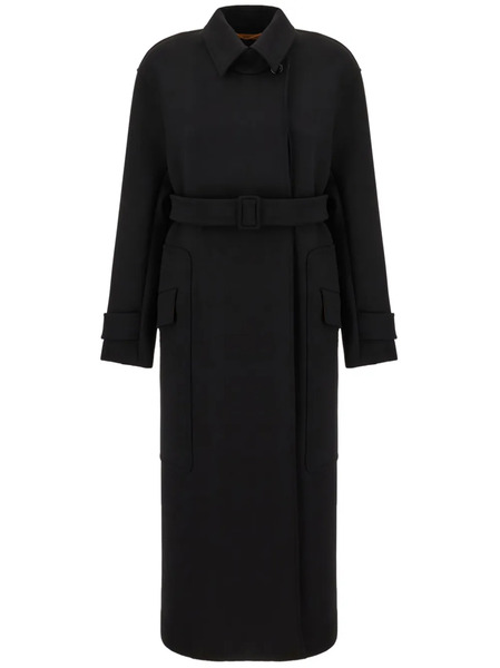  Max Mara Manteau Long à Taille Ceinturée - Noir 