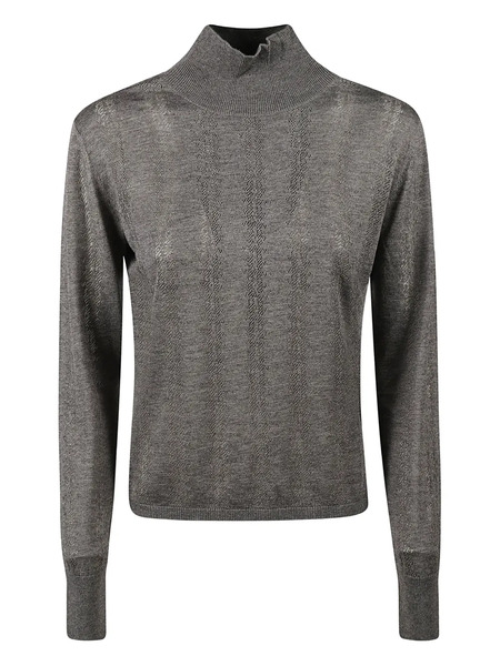  Max Mara Pull à Col Montant - Gris 