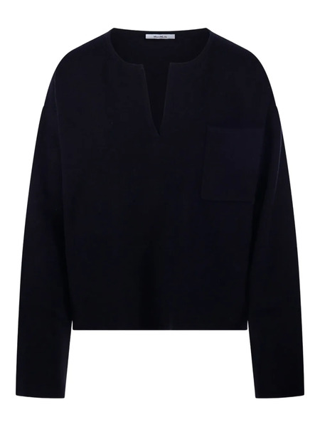  Max Mara Pull à Col V - Bleu 