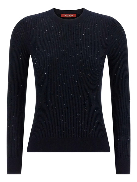  Max Mara Pull Côtelé Marabu à Sequins - Bleu 