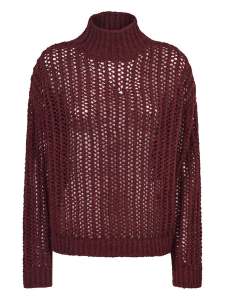  Max Mara Pull En Maille Ajourée - Rouge 