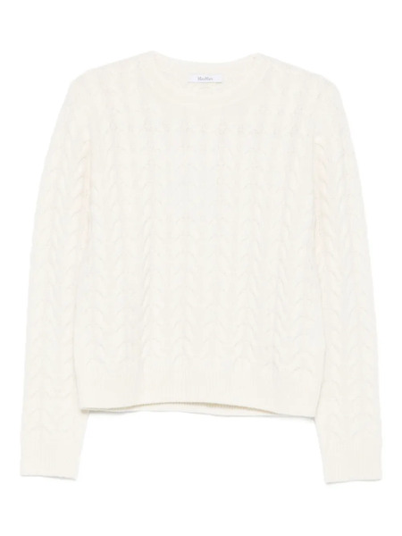  Max Mara Pull En Maille Torsadée - Blanc 