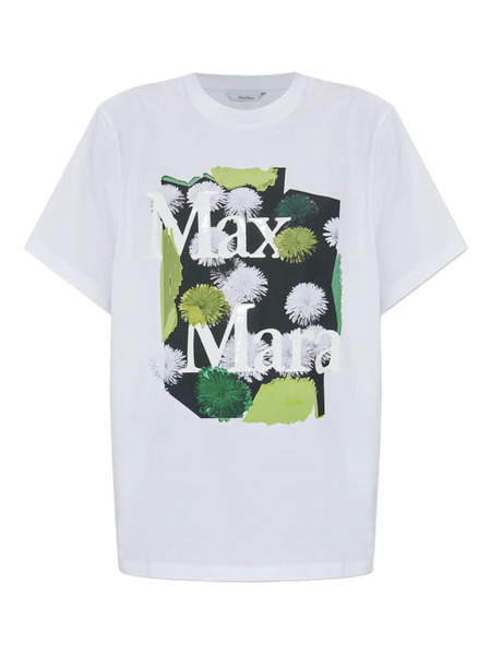  Max Mara T-shirt En Coton à Fleurs - Blanc 