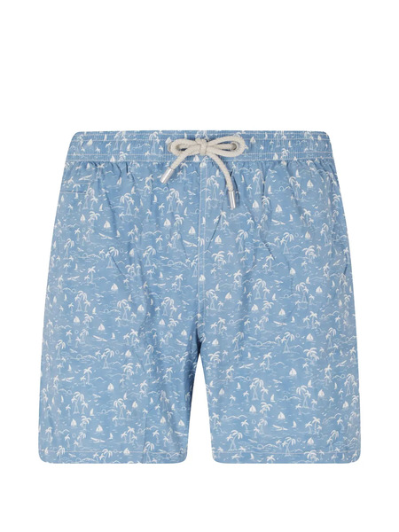  Mc2 Saint Barth Lighting Micro Toile-print Swim Shorts - Bleu 