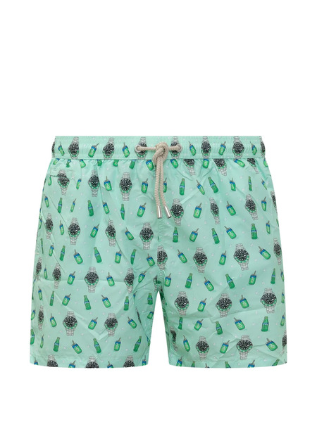  Mc2 Saint Barth Short De Bain à Imprimé Graphique - Vert 