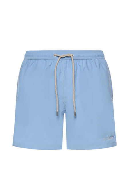  Mc2 Saint Barth Short De Bain à Logo Brodé - Bleu 