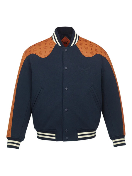 Mcm Veste Bomber Ponte Varsity Monogram - Bleu 