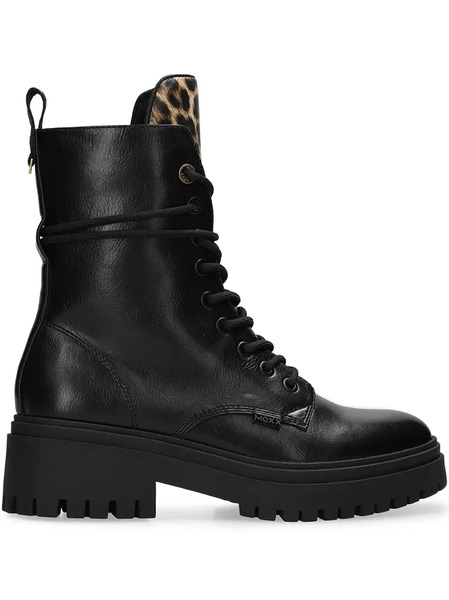  Mexx Bottines Lacées à Empiècement Léopard - Noir 