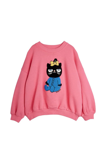  Mini Rodini Pull à Motif Chat - Rose 