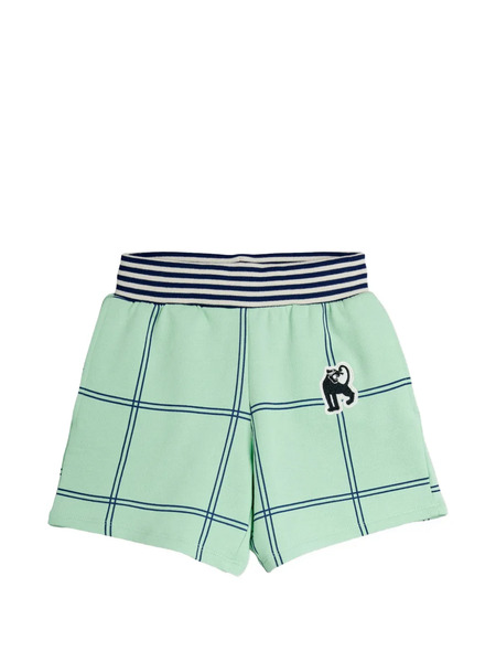  Mini Rodini Short à Carreaux Et Patch Logo - Vert 