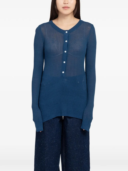  Minimum Pull Dahlia En Maille Nervurée - Bleu 