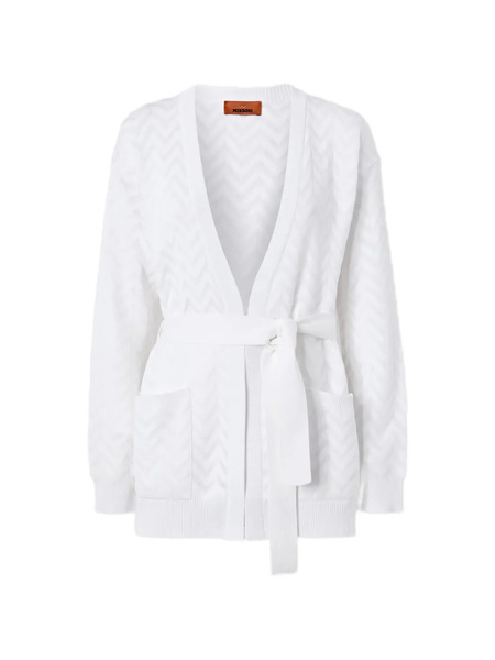  Missoni Pull Ceinturé à Chevrons - Blanc 