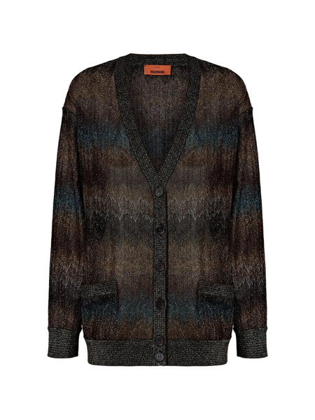  Missoni Zigzag-pattern Metallic-thread Cardigan - Marron 