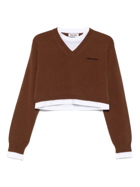  Miu Miu Pull Crop - Marron 