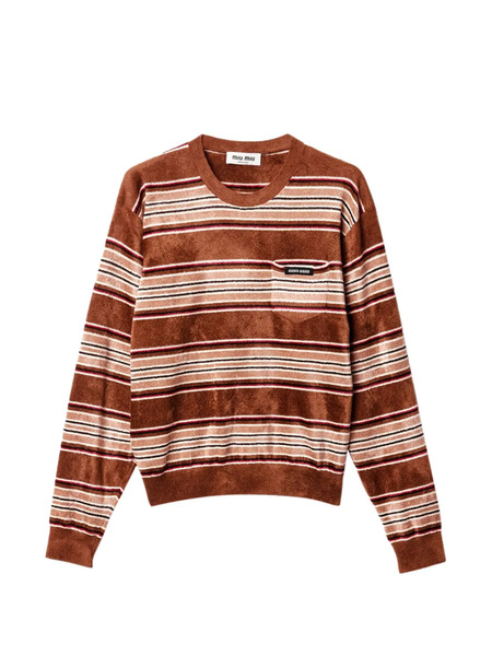  Miu Miu Pull En Maille Chenille - Marron 