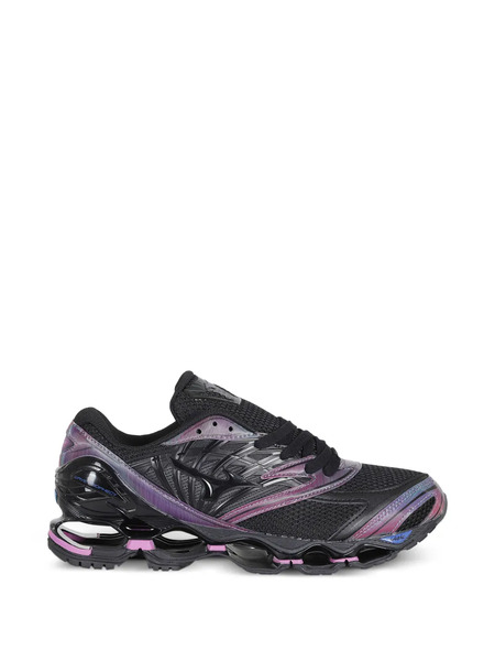  Mizuno Baskets Wave Prophecy à Empiècements- Noir- Violet- Empiècements En Mesh- Fermeture à Lacer Sur Le Devant- Patch Logo Sur La Languette- Logo... 