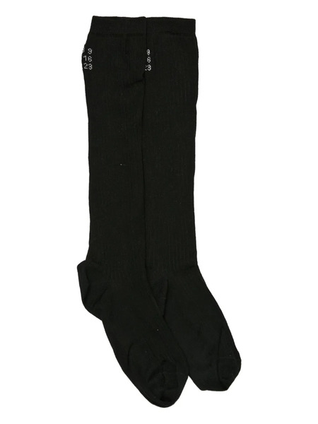  Mm6 Maison Margiela Chaussettes Nervurées à Logo - Noir 