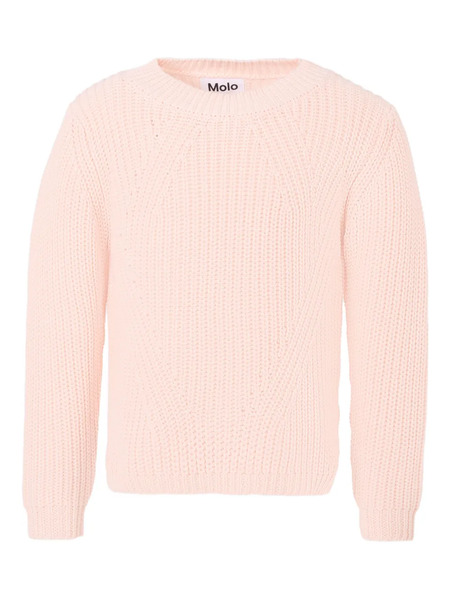  Molo Pull Texturé à Col Rond - Rose 