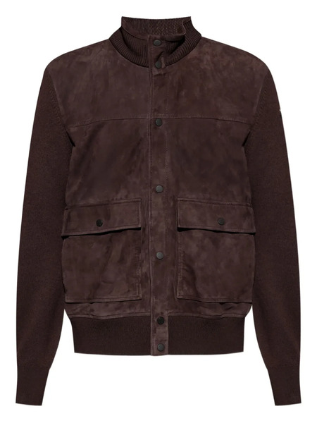  Moncler Cardigan à Empiècements En Daim - Marron 