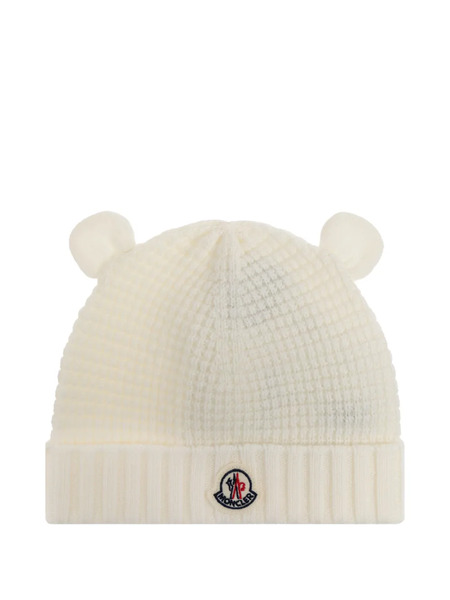  Moncler Enfant Bonnet à Patch Logo - Blanc 