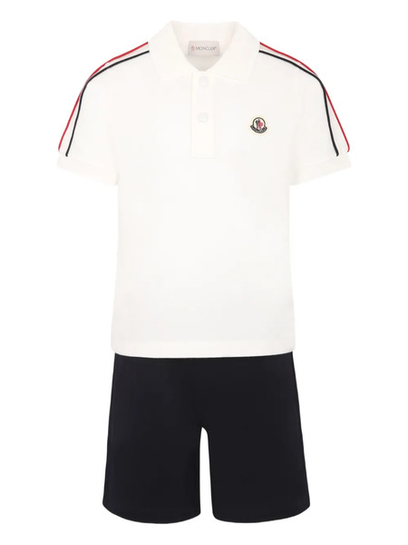  Moncler Enfant Ensemble Polo-short à Patch Logo - Blanc 
