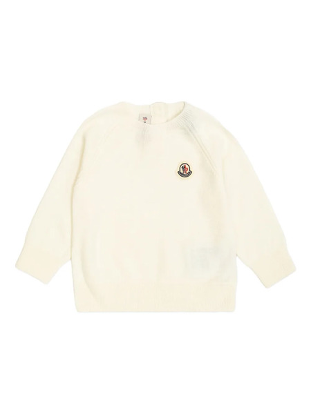  Moncler Enfant Pull à Patch Logo - Blanc 