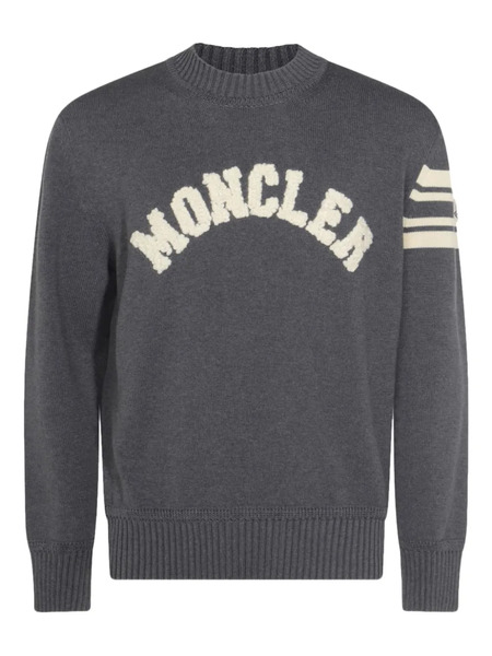  Moncler Pull à Logo Brodé - Gris 